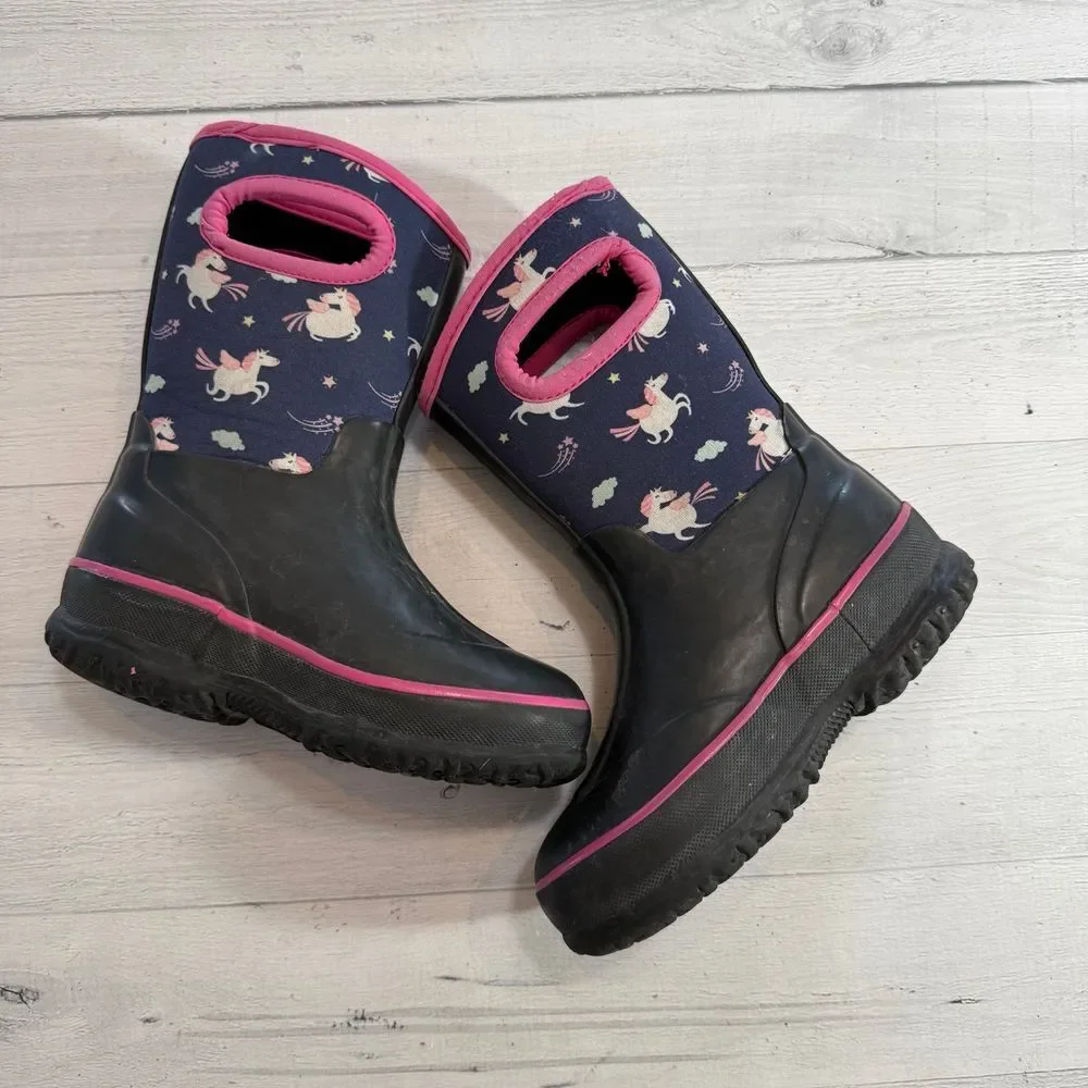 Funcoo kids neoprene rain snow boots unicorn‎ print kids size 27/10.5